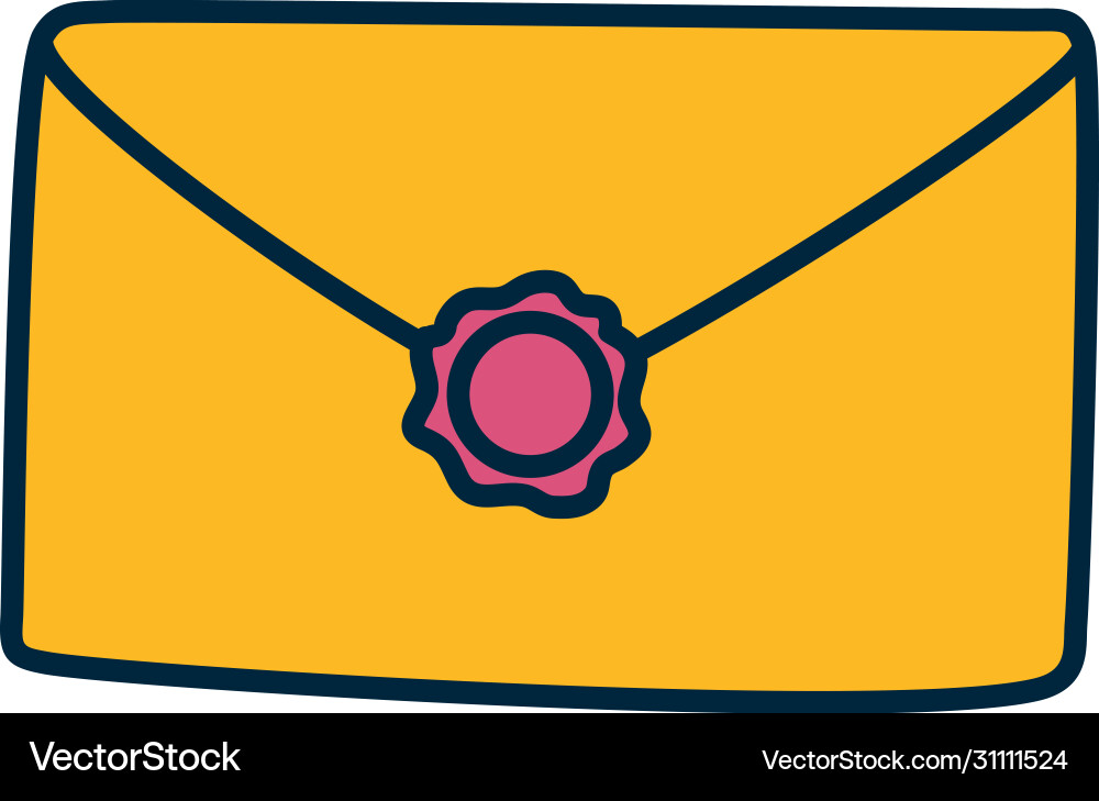 Envelope with seal icon line and fill style vector image