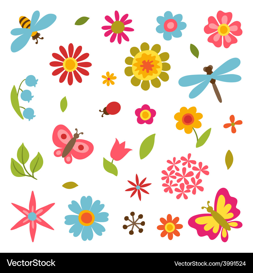 Floral Beetle Set vector image