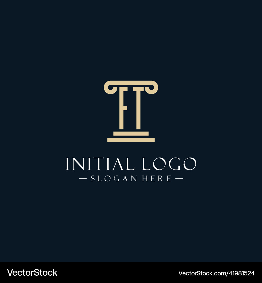 Ft initial monogram logos with pillar shapes style Vector Image