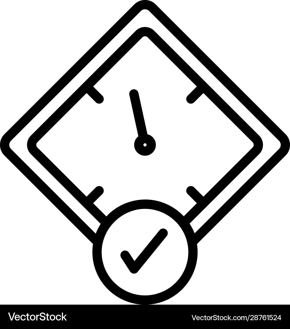 Isolated square clock instrument and check mark vector image