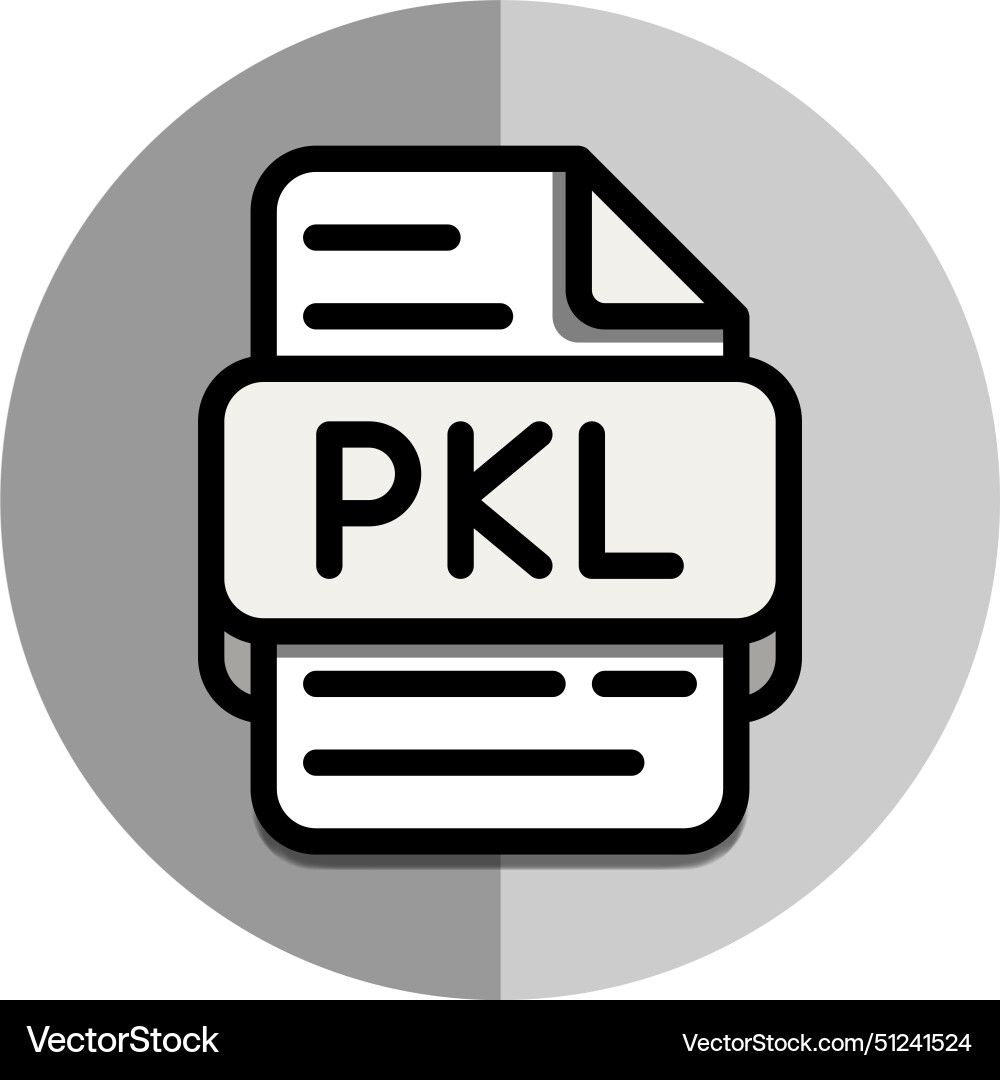 Pkl file type flat icons document in format vector image