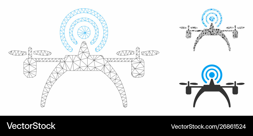 Radio source drone mesh wire frame model Vector Image