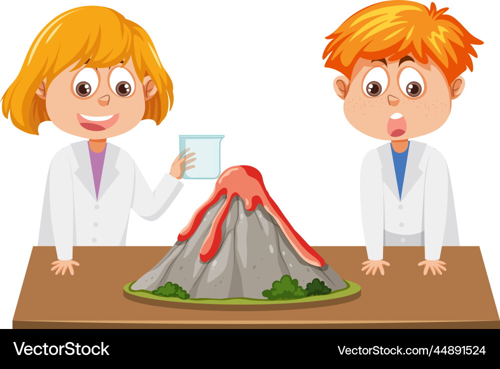Science Experiment: Volcano Eruption Royalty Free Vector