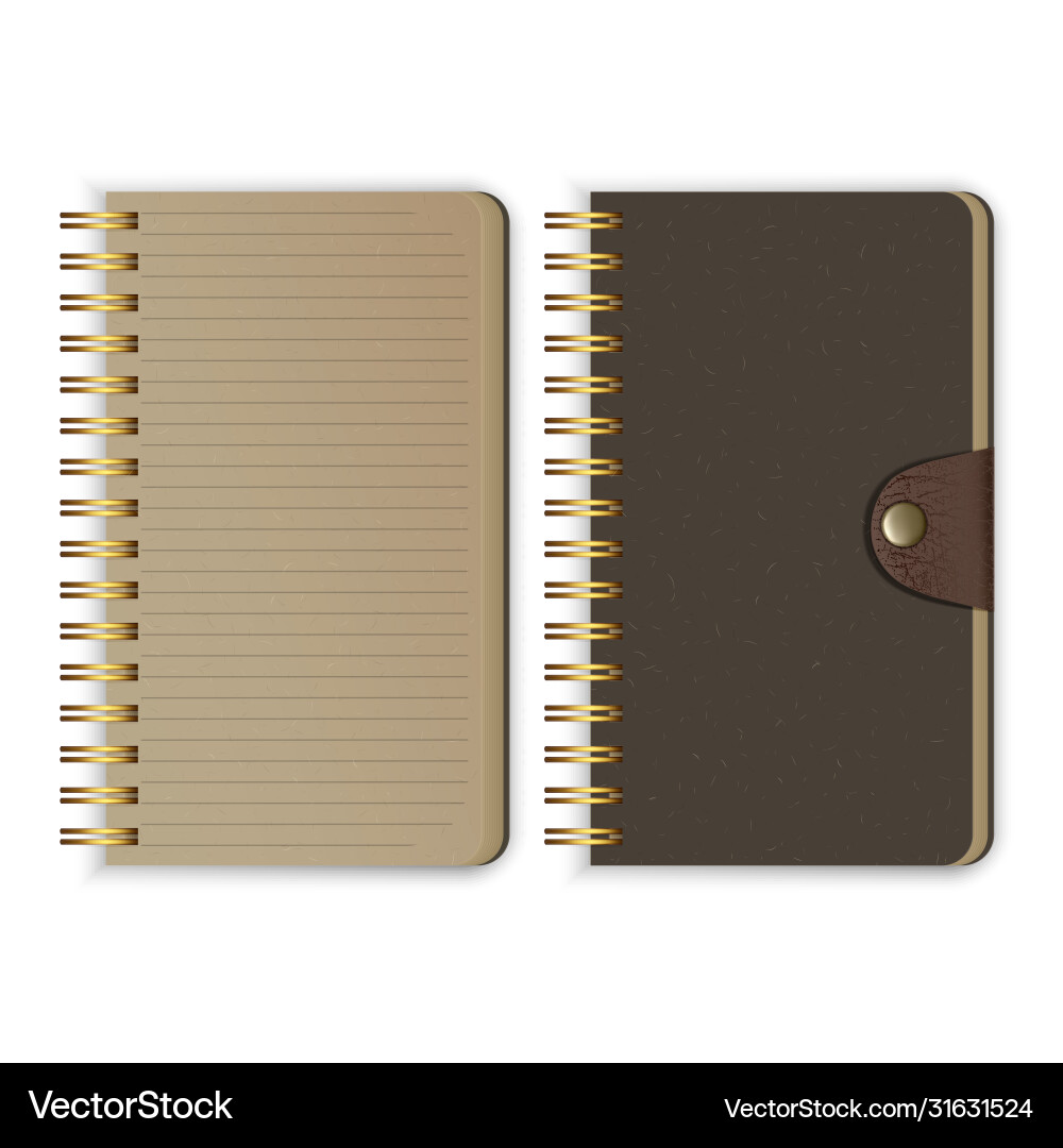 Set realistic notebook blank open and closed vector image