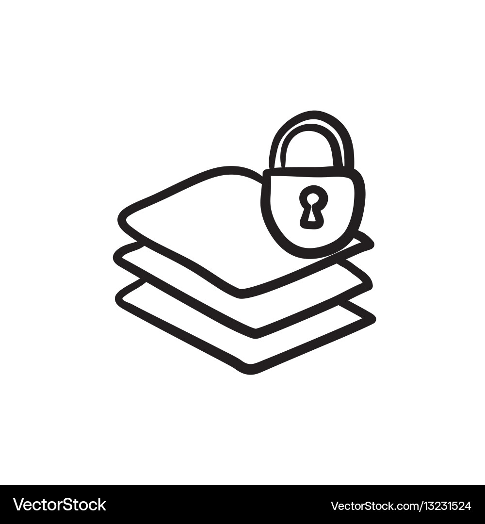 Stack of papers with lock sketch icon vector image