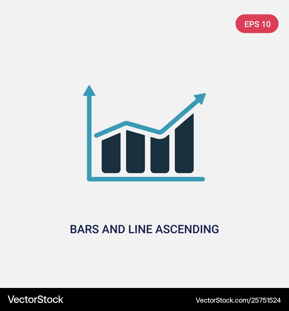 Two color bars and line ascending data Vector Image