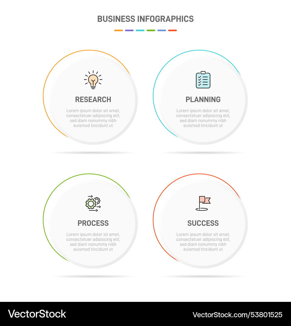 4 clean infographic design shaped elements Vector Image