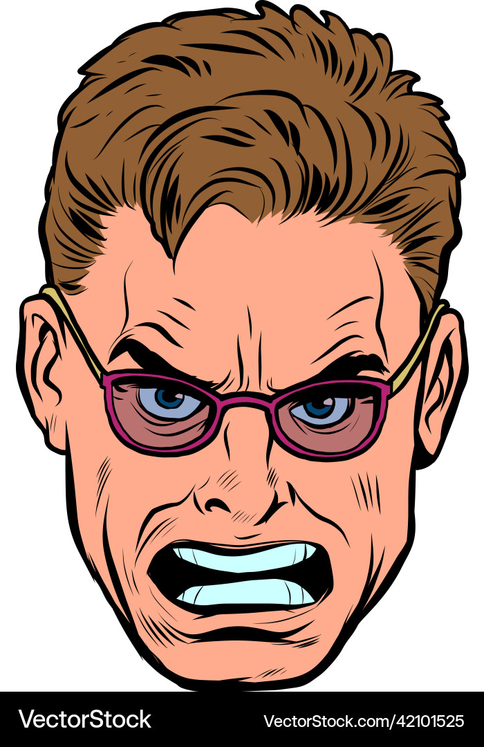 Angry male face human emotions Angry male face human emotions vector image