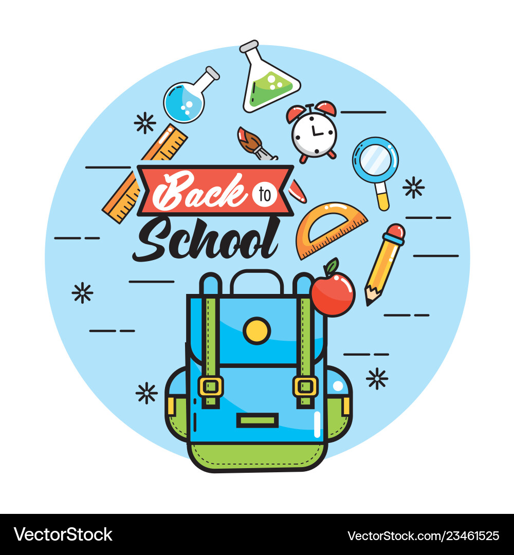 Backpack with erlenmeyer flask protractor vector image