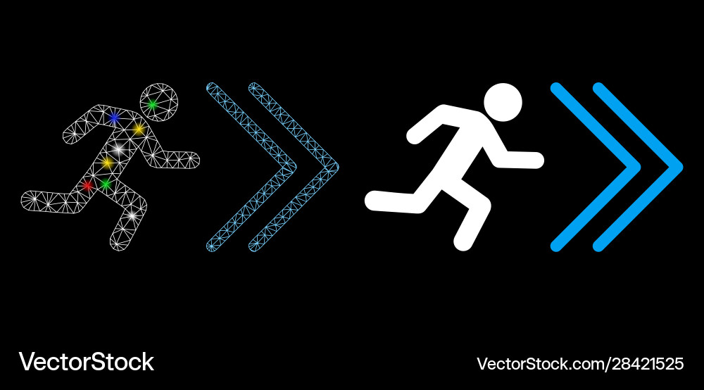 Bright mesh network exit direction icon with flare Vector Image