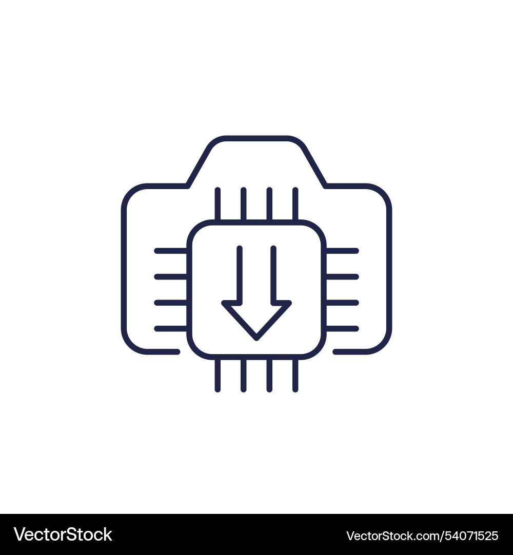 Camera firmware update line icon vector image