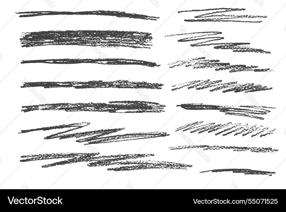 Charcoal underline set pencil scribble lines pack Charcoal underline set pencil scribble lines pack vector image