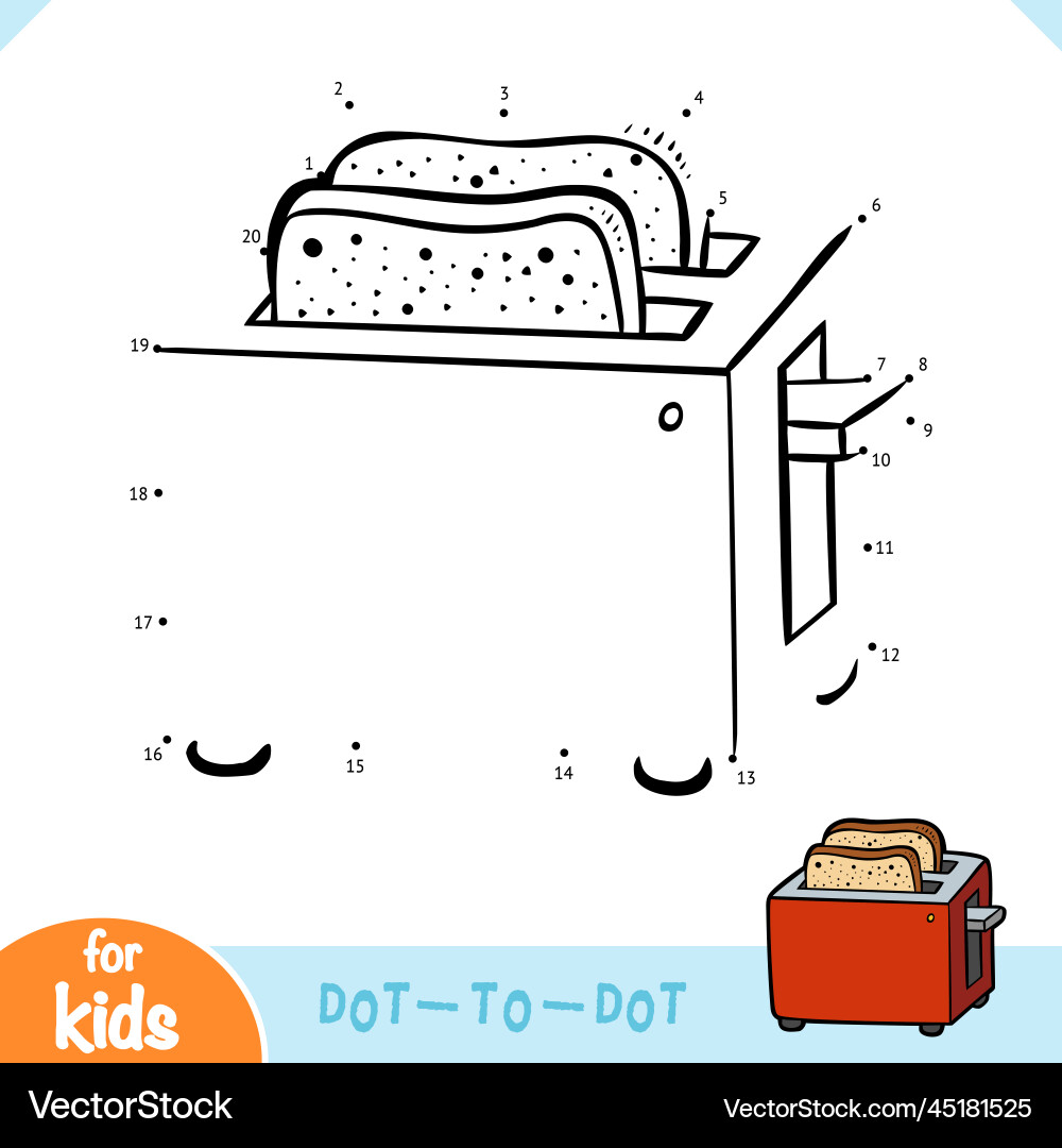 Connect the Dots: Toaster Game Vector Image