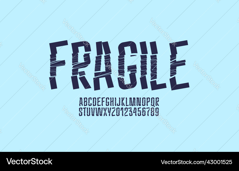 Cracked fragile font destroyed alphabet Cracked fragile font destroyed alphabet vector image