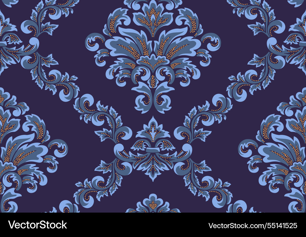 Damask blue seamless pattern element Damask blue seamless pattern element vector image