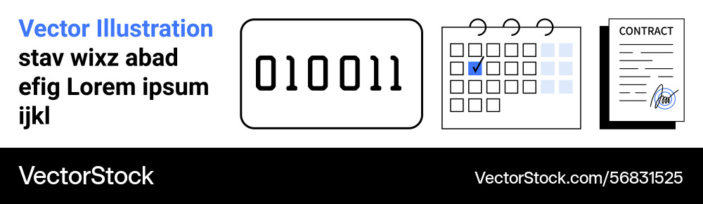 Digital binary code calendar with checklist Digital binary code calendar with checklist vector image