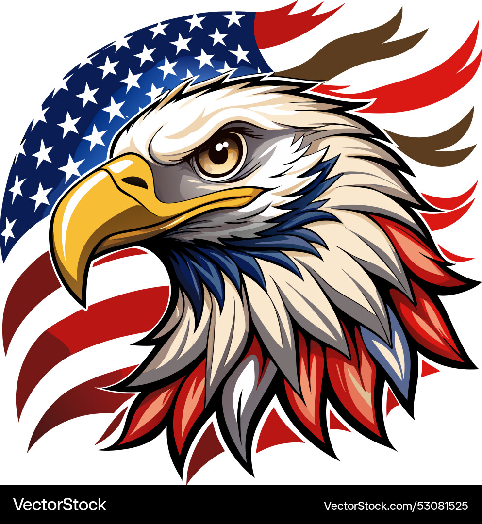Eagle head with american flag pattern Royalty Free Vector