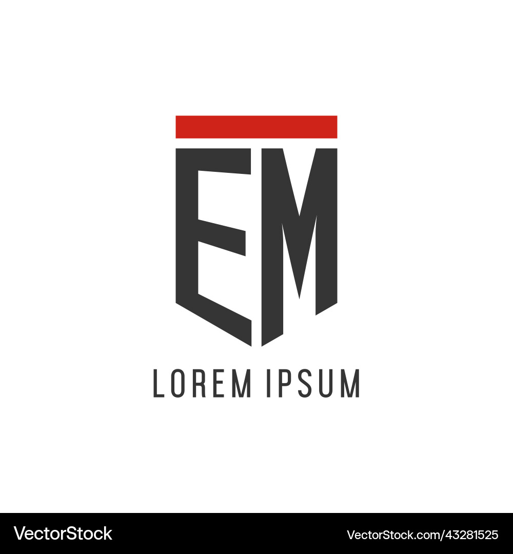 Em initial esport logo with simple shield design Em initial esport logo with simple shield design vector image