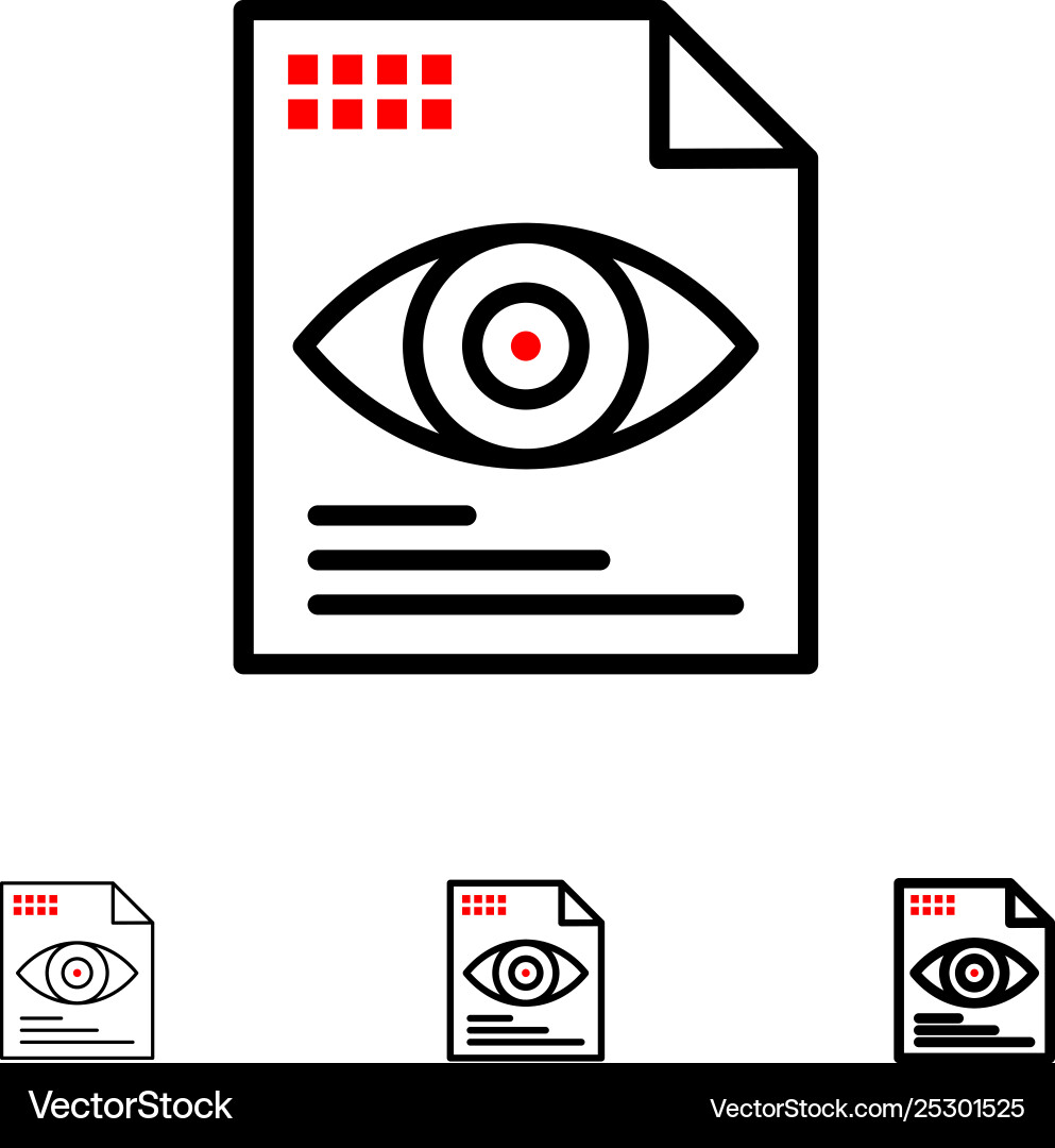 File text eye computing bold and thin black line File text eye computing bold and thin black line Vector Image