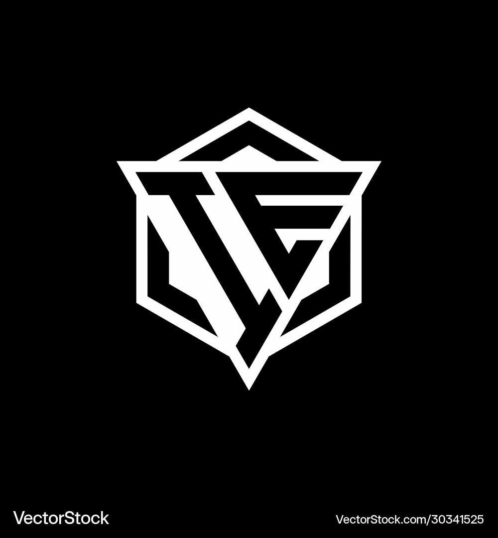 Ie logo monogram with triangle and hexagon shape vector image