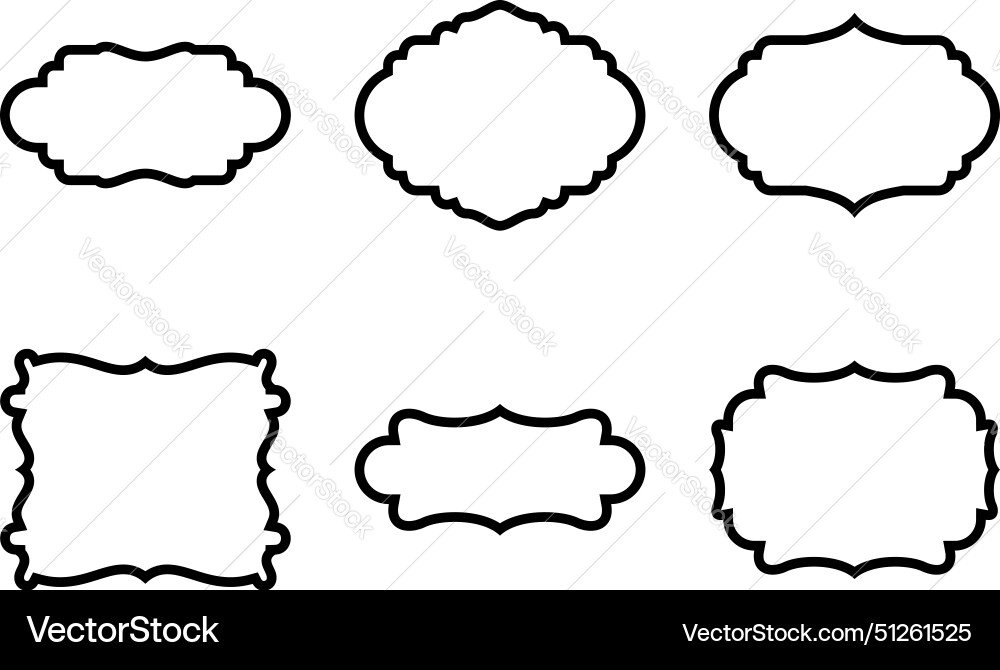 Label frame shape line pictogram symbol visual set vector image