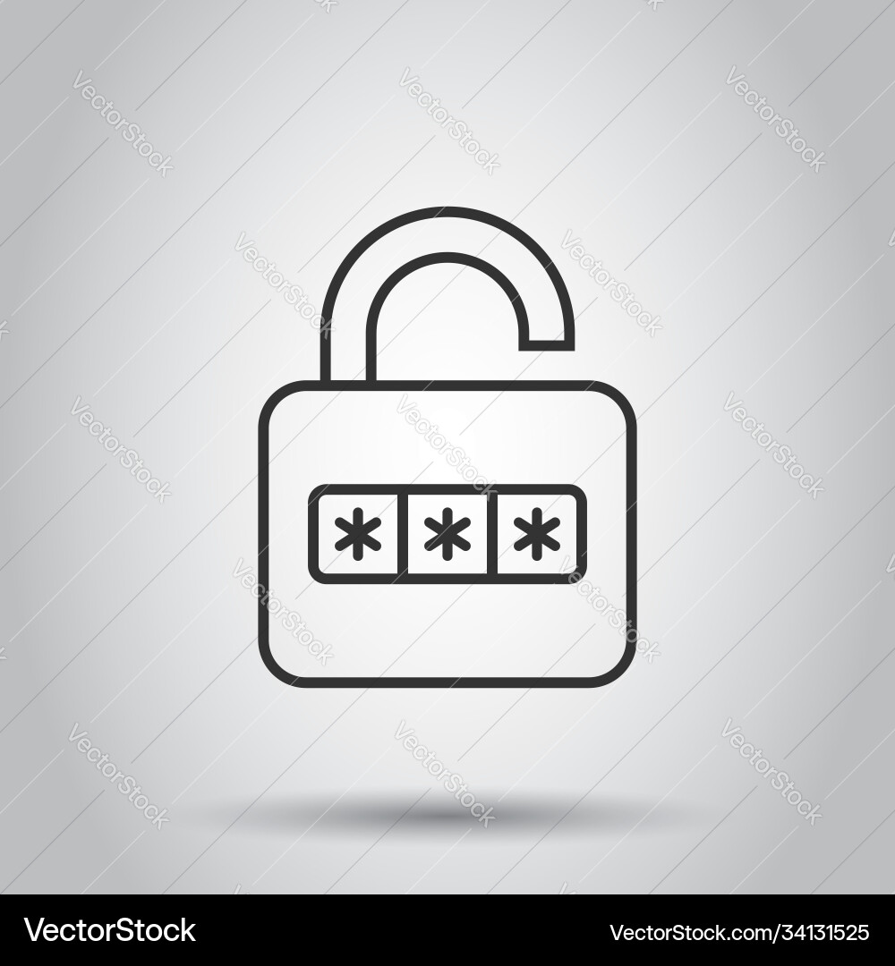Login icon in flat style password access on white Login icon in flat style password access on white vector image