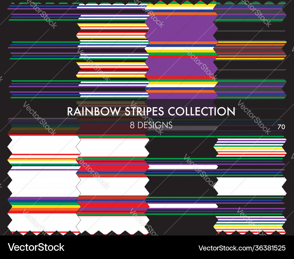 Rainbow stripe seamless pattern collection Rainbow stripe seamless pattern collection Vector Image