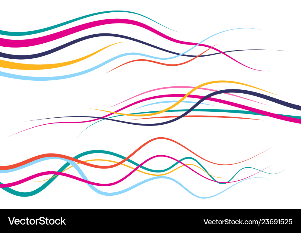 Set of abstract color curved lines Set of abstract color curved lines vector image