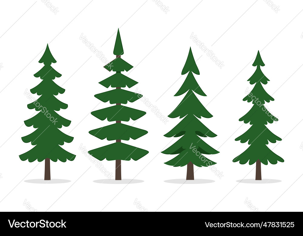 Set of spruce tree design in flat style Set of spruce tree design in flat style vector image