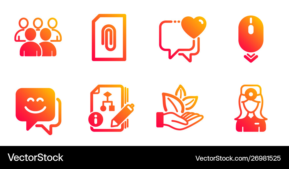 Smile face scroll down and heart icons set Smile face scroll down and heart icons set vector image