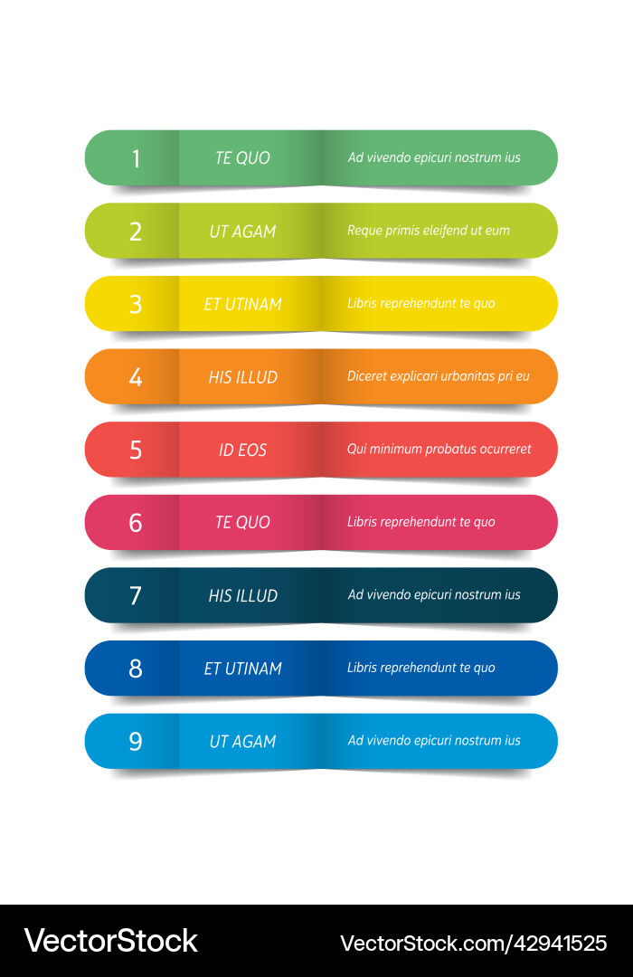 Table schedule design template with 9 row banner Table schedule design template with 9 row banner vector image