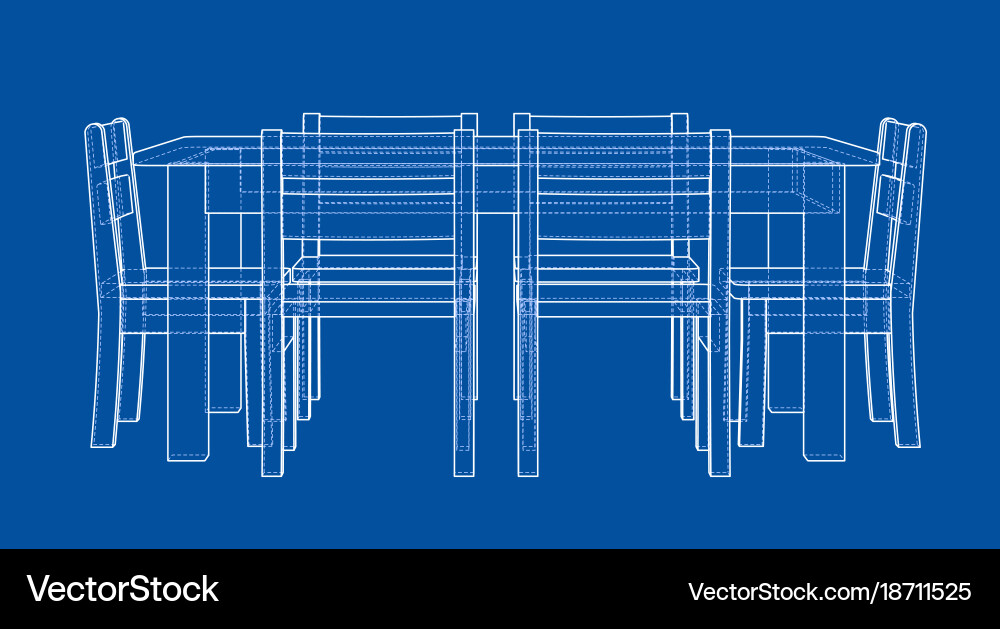 Table with chairs rendering of 3d vector image