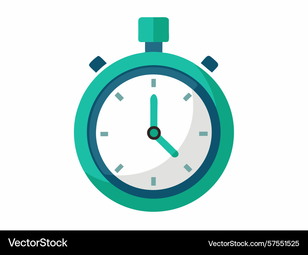 Teal stopwatch showing passing time representing Vector Image