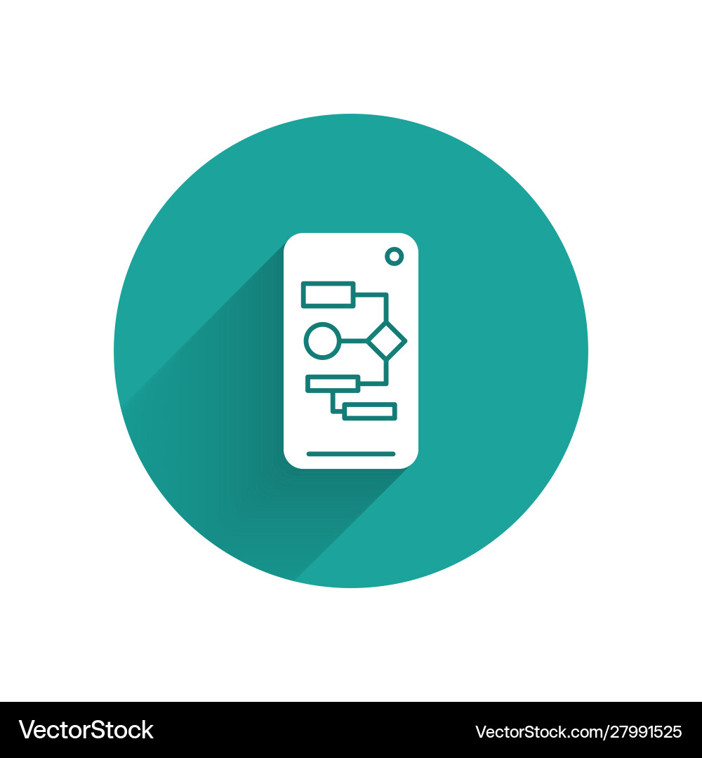 White algorithm icon isolated with long shadow White algorithm icon isolated with long shadow Vector Image
