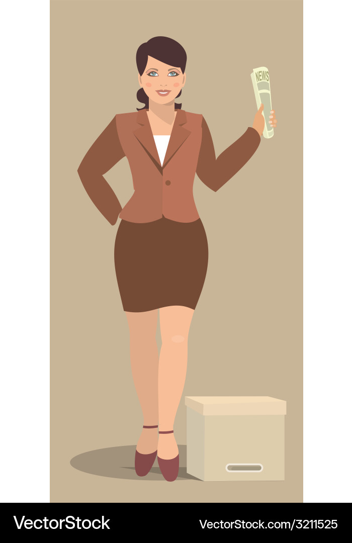Young woman holding a newspaper vector image