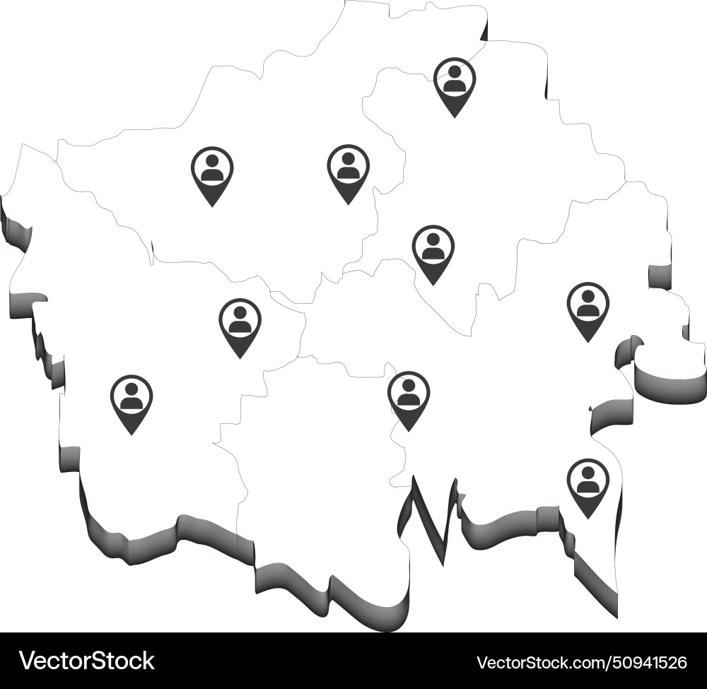 3d location on map more pin point 3d location on map more pin point Vector Image