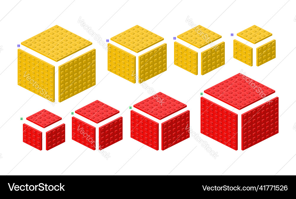 3d set of colored constructor kit in isometry 3d set of colored constructor kit in isometry vector image