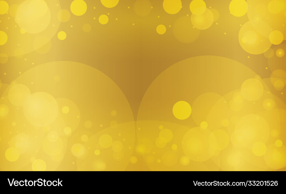 Abstract bokeh lights effect with gold background vector image