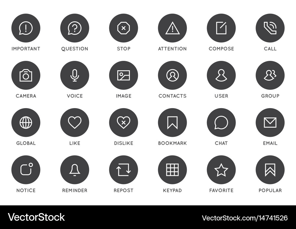 Communication user interface ui icon set high vector image