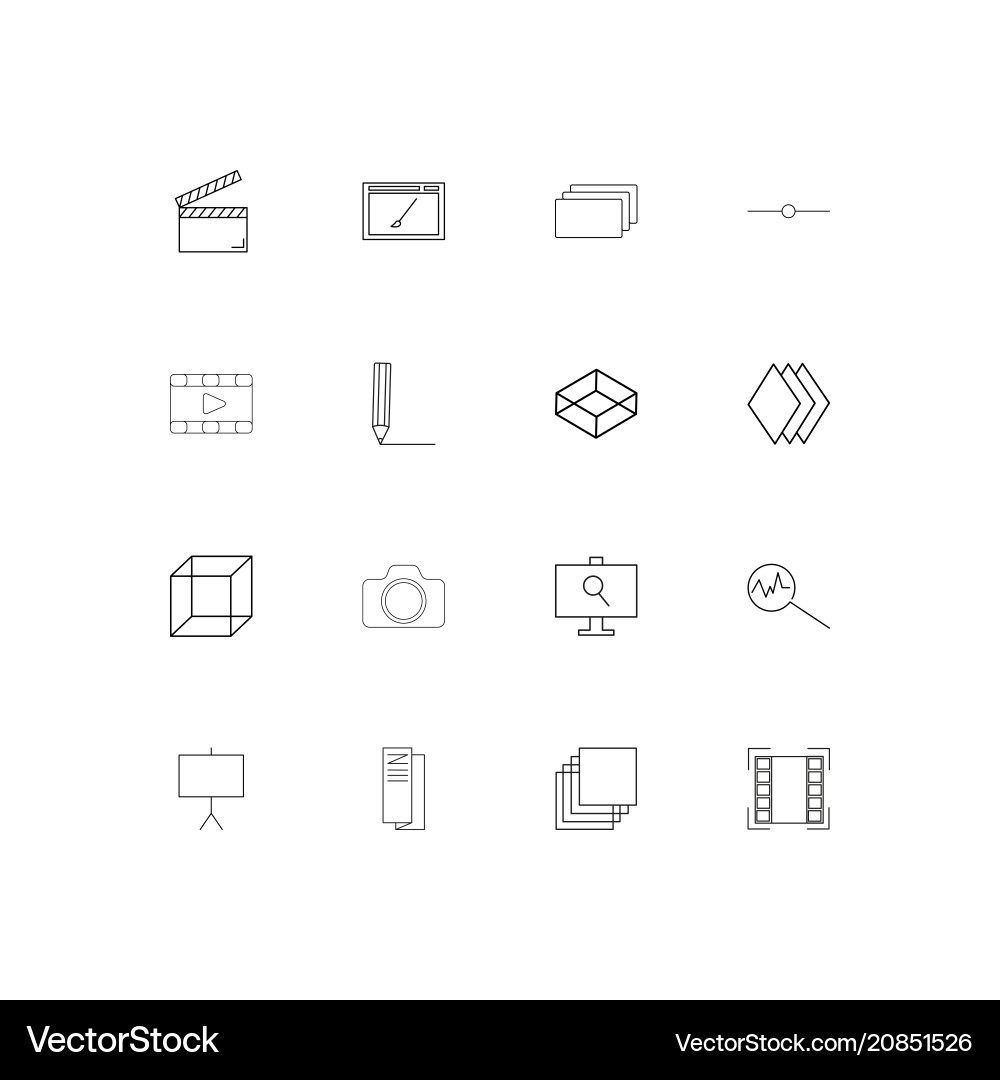Creative process and design linear thin icons set vector image