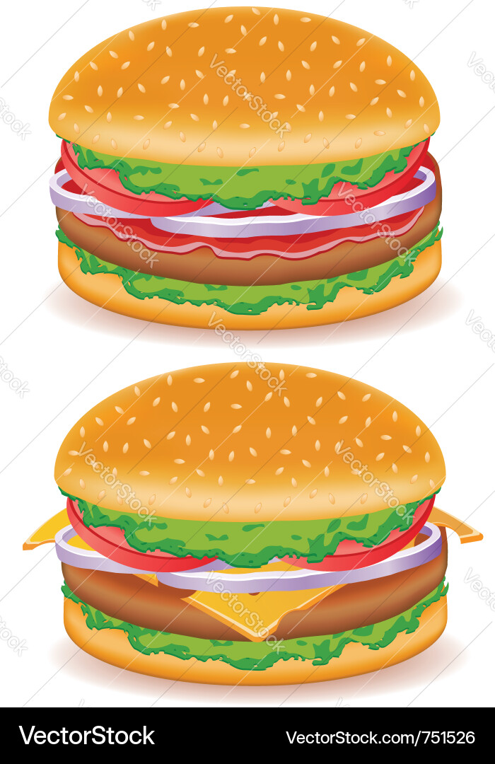 Delicious Cheeseburger and Hamburger Vector Image