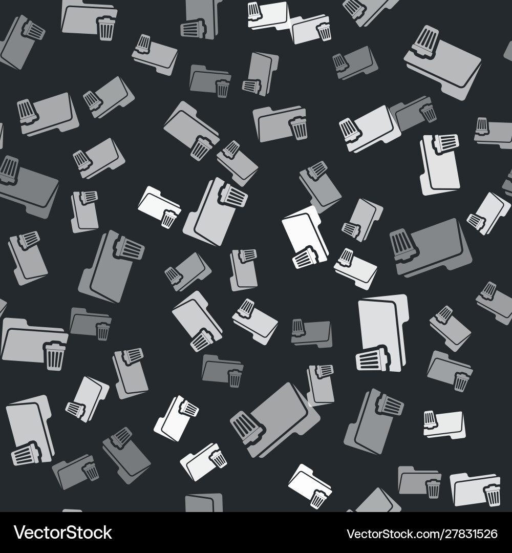 Grey delete folder icon isolated seamless pattern Grey delete folder icon isolated seamless pattern vector image