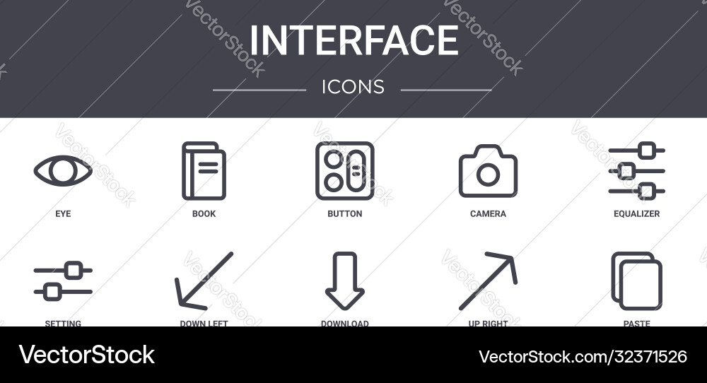 Interface concept line icons set contains Interface concept line icons set contains vector image