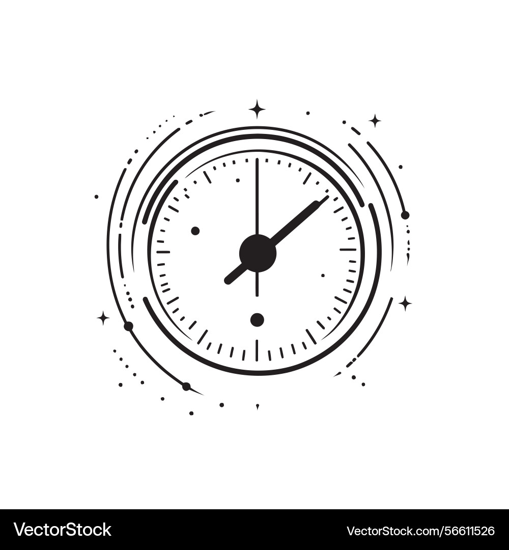 Isolated stylized clock with circular design Vector Image