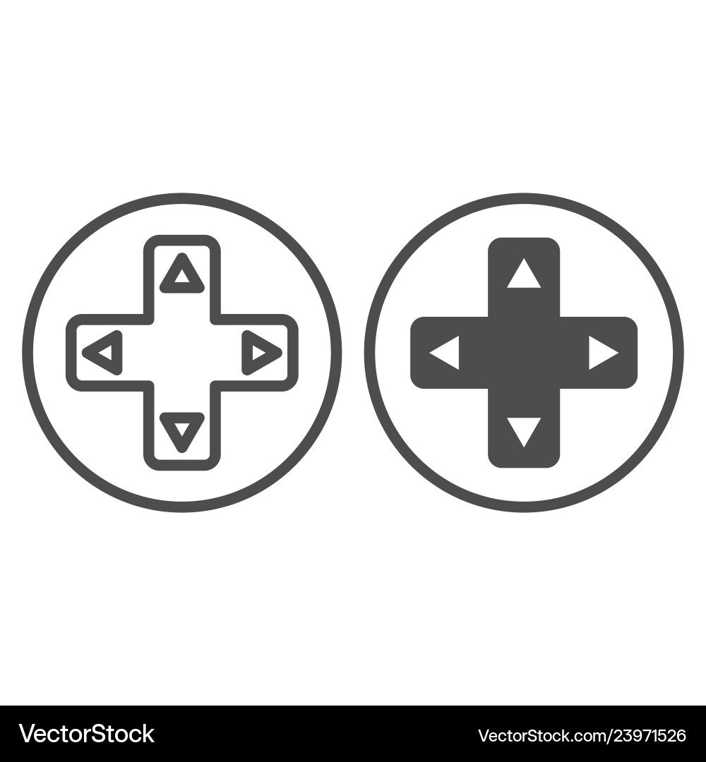 Joystick button with arrows line and glyph icon Vector Image