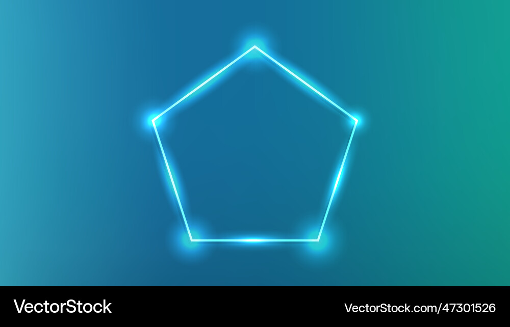 Neon frame in pentagon form with shining effects Neon frame in pentagon form with shining effects vector image
