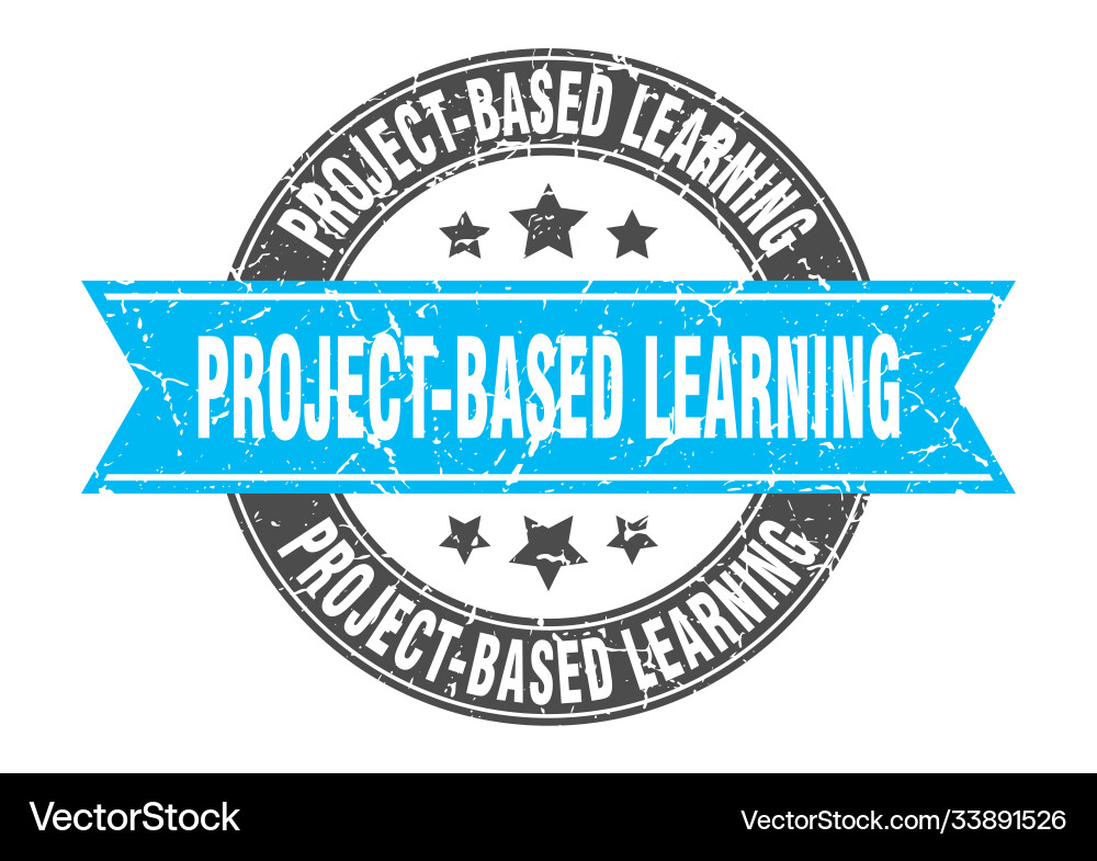 Project-based learning round stamp with ribbon vector image