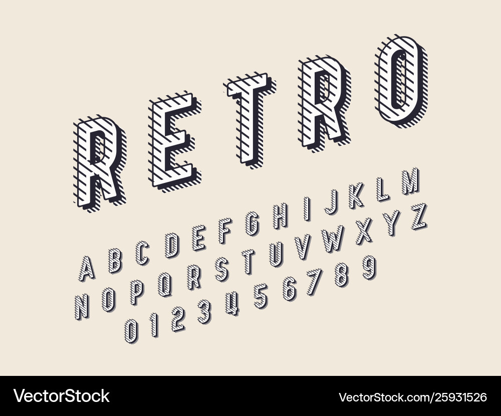 Retro font and alphabet stock Vector Image