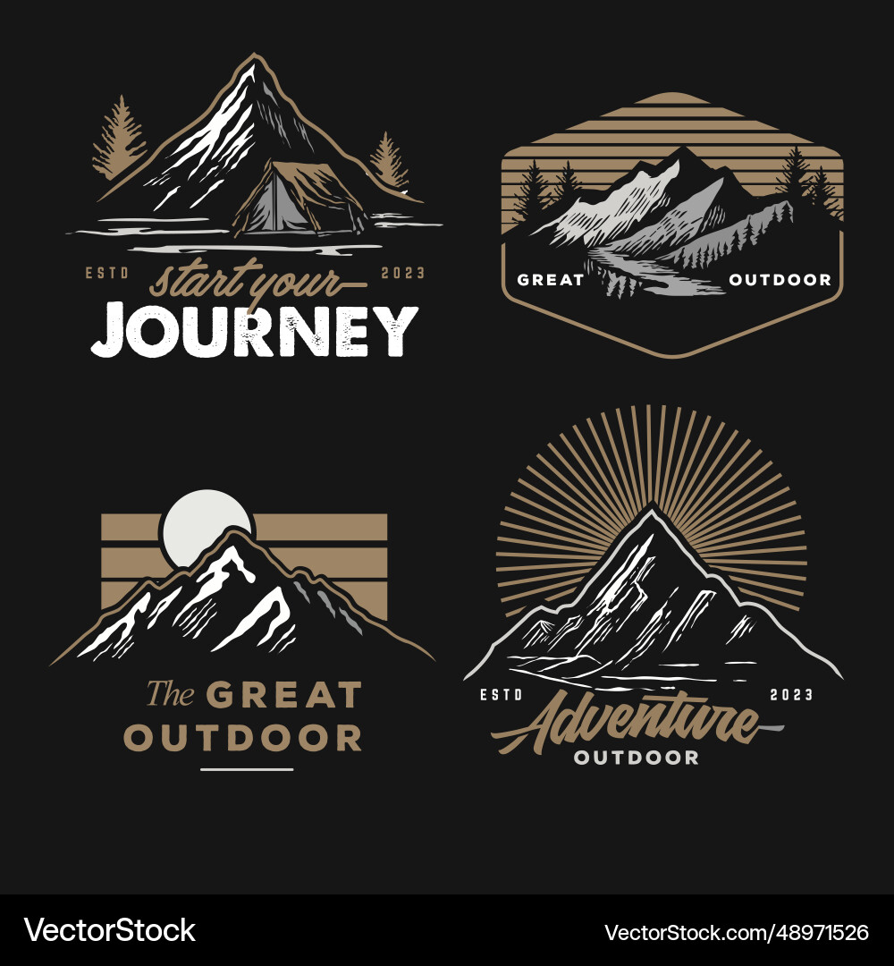 Set collection of vintage adventure badge Set collection of vintage adventure badge vector image