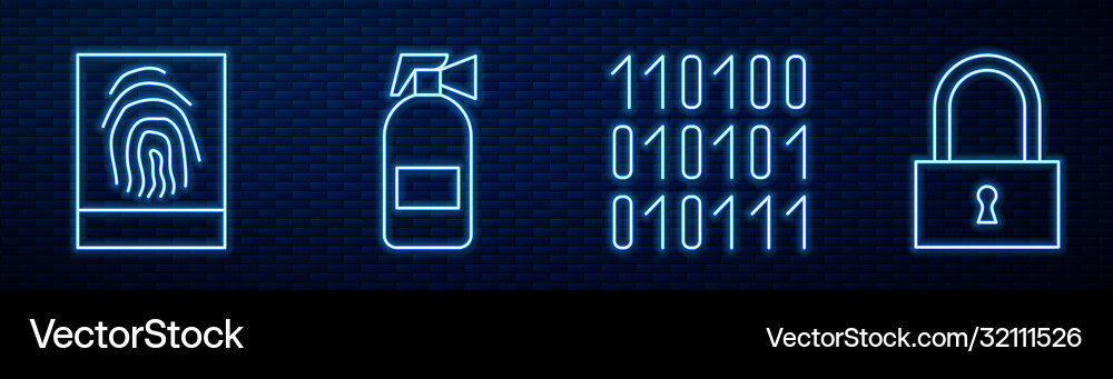 Set line binary code fingerprint fire Set line binary code fingerprint fire vector image